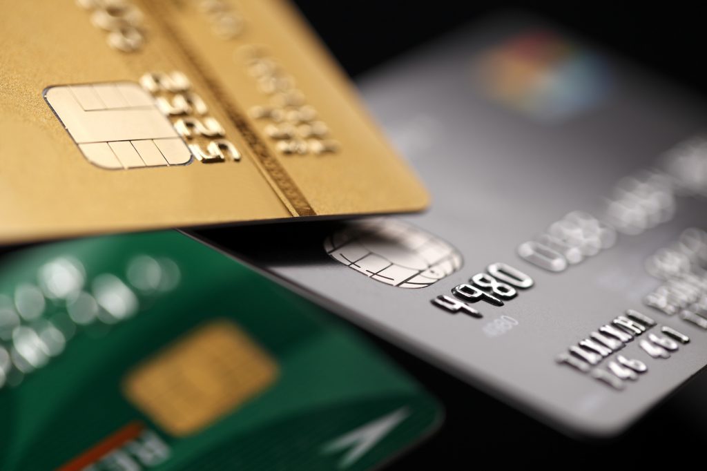 Credit cards close up